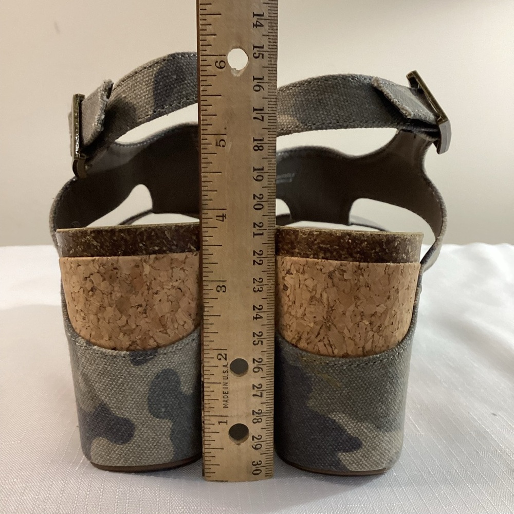 Sugar Camo Fabric Cork Platform Sandals Size 8 - Picture 8 of 15